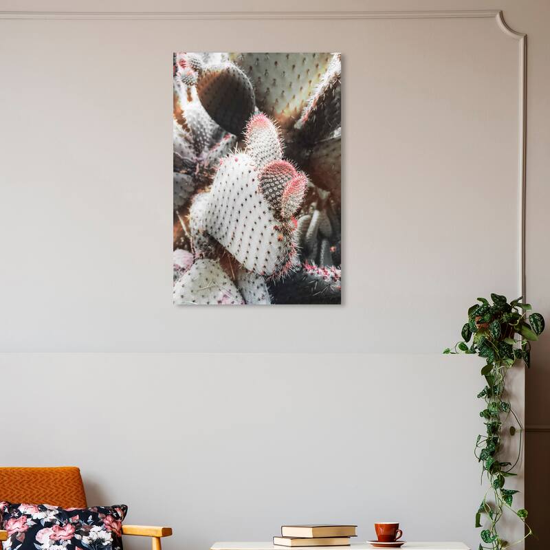 Wynwood Studio Canvas Floral and Botanical Prickly Pears Plants Green and Hot Pink Modern & Contemporary Wall Art Canvas Print - 30 x 20