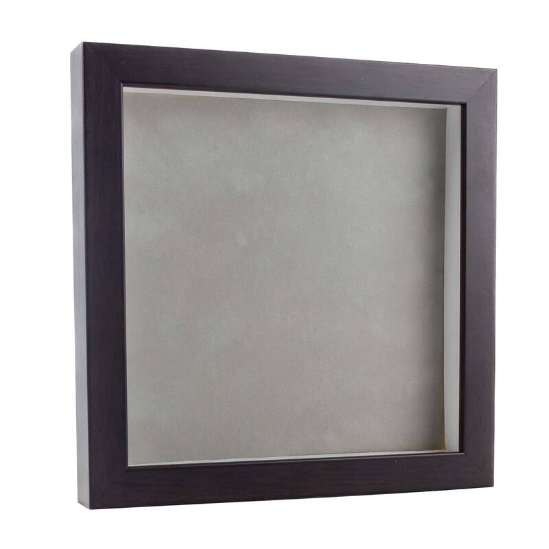 12x12 Shadow Box Frame Brown Walnut Wood | 3/4" Usable Display Depth | Includes a Light Grey Suede Acid-Free Backing Board - Brown