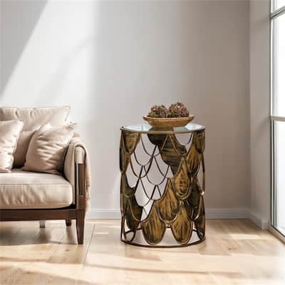Side Table, with Round Tempered Glass Top