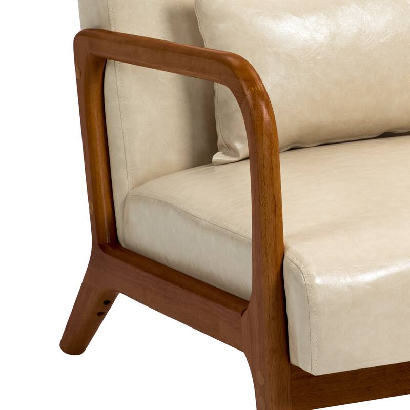 Mid Century Solid Wood Upholstered Accent Chair
