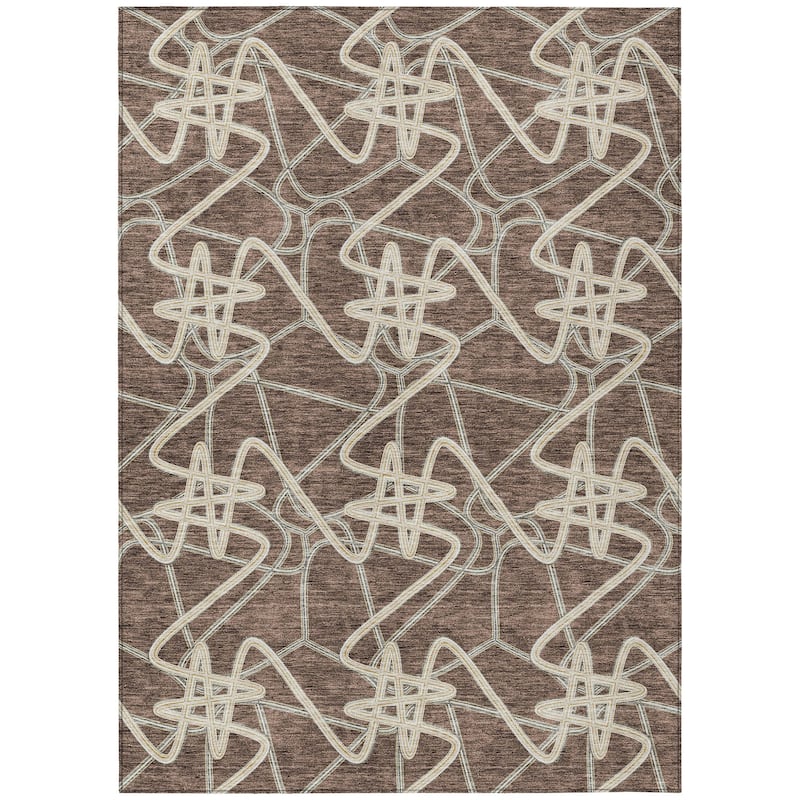 Machine Washable Indoor/ Outdoor Contemporary Links Chantille Rug