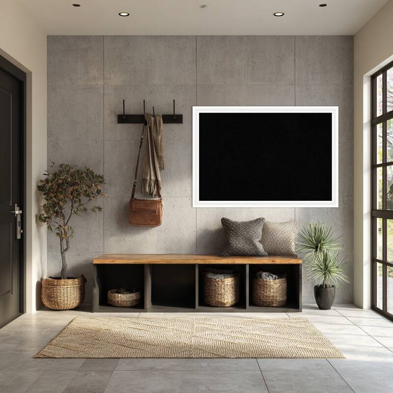 Oliver White Narrow Wood Framed Cork Board - Bulletin Board, Organization Board, Pin Board