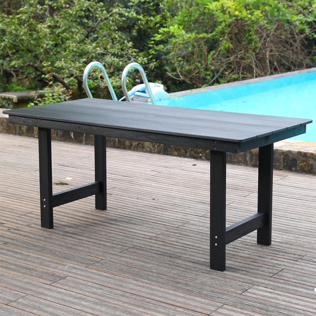 HDPE Patio Dining Family Table, Coffee table, Outdoor Table for 4-6 People with Umbrella Hole,66"76"W x 31.2"D x 29.45"H