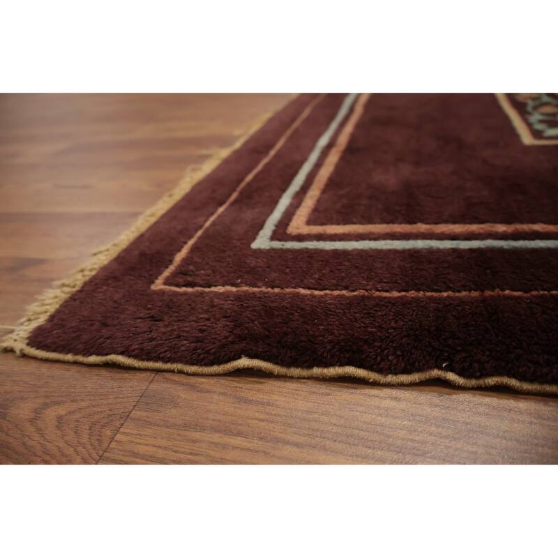 Hand Knotted Oriental 100% Wool Carpet Traditional Floral Brown Art Deco Area Rug - 11' 7'' X 9' 3''