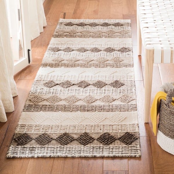 slide 2 of 22, SAFAVIEH Handmade Natura Ella Wool Rug 2'3" x 8' Runner - Grey/Ivory