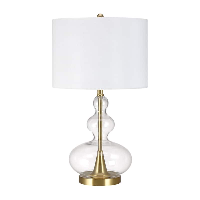 Glass Table Lamp with White Shade - 24.5 in. H