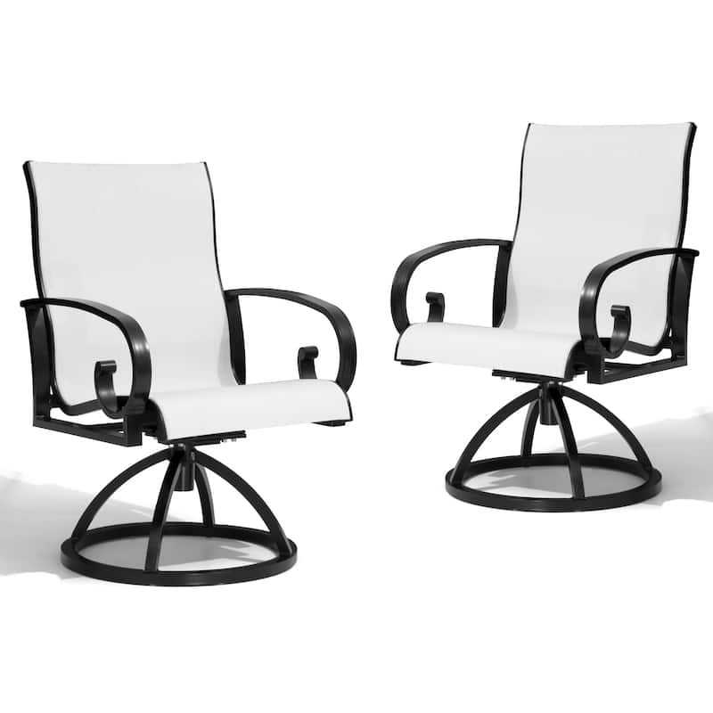 Outdoor Aluminum Patio Swivel Dining Chairs with Sunbrella Fabric - AUGUSTINEOYSTER-2PC