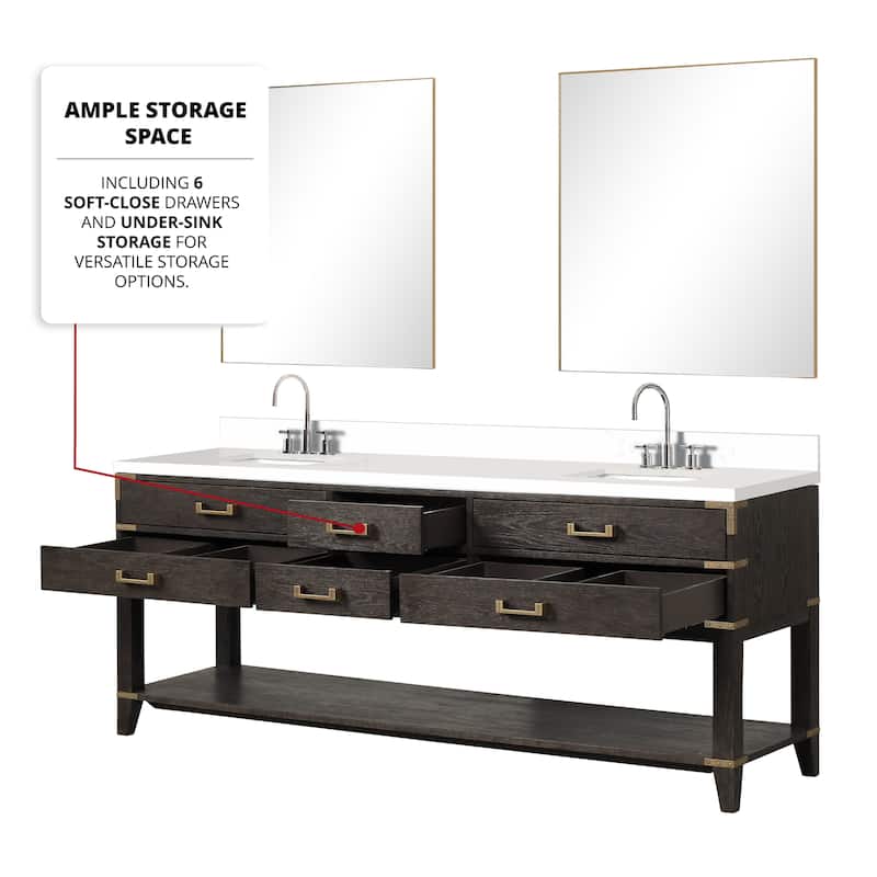 Norwalk 60 in W x 22 in D Black Oak Double Bath Vanity and Cultured Marble Top
