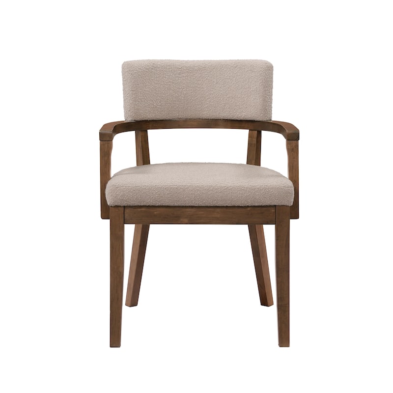 Christopher Knight Home - Mid-Century Modern Boucle Upholstered Dining Chair Set with Wood Frame - Set of 2