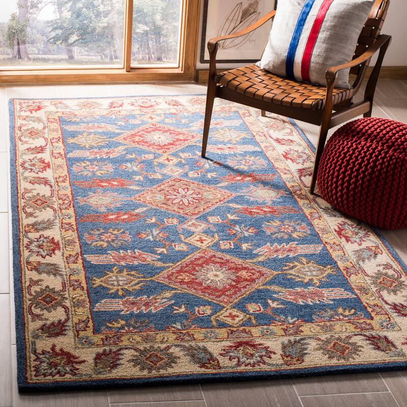 SAFAVIEH Handmade Antiquity Eustasia Traditional Oriental Wool Rug - 6' x 9' - Blue/Red