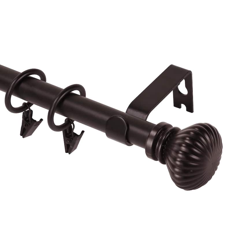 Modern Fluted Ball Adjustable Drapery Curtain Rod with Clip Rings - 28"-48" - Oil Rubbed Bronze