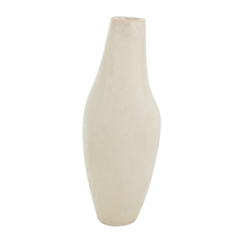 Paper Mache Abstract Curved Decorative Vase with Handle - Beige - Roche River Decor