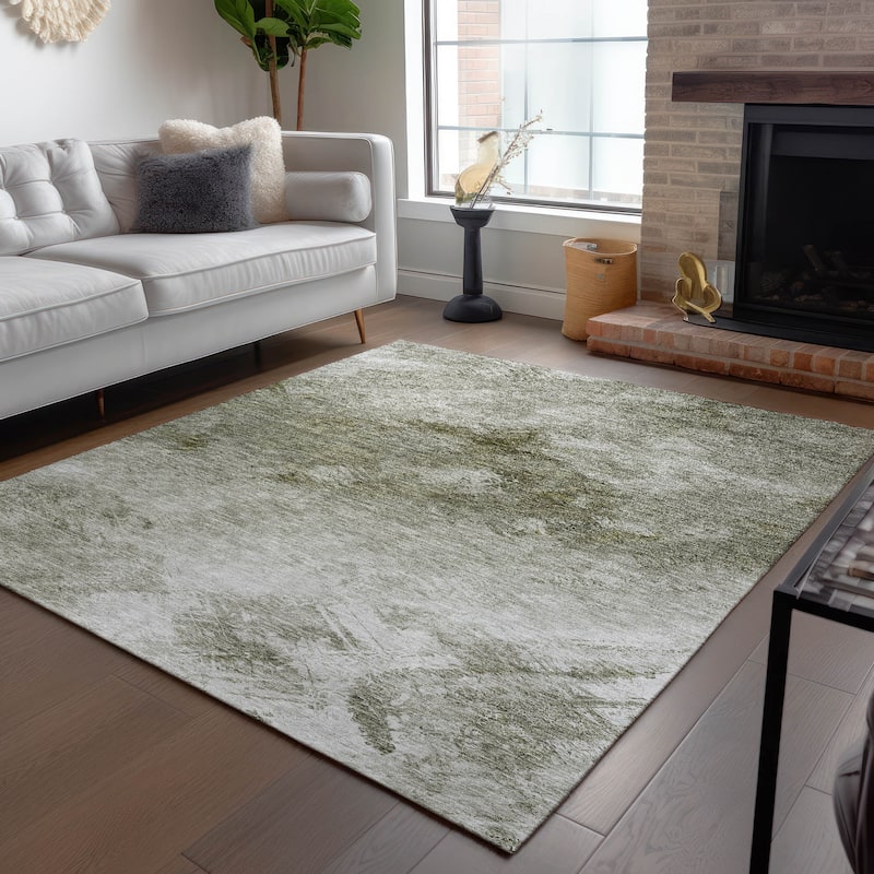 Machine Washable Indoor/ Outdoor Chantille Abstract Watercolor Rug