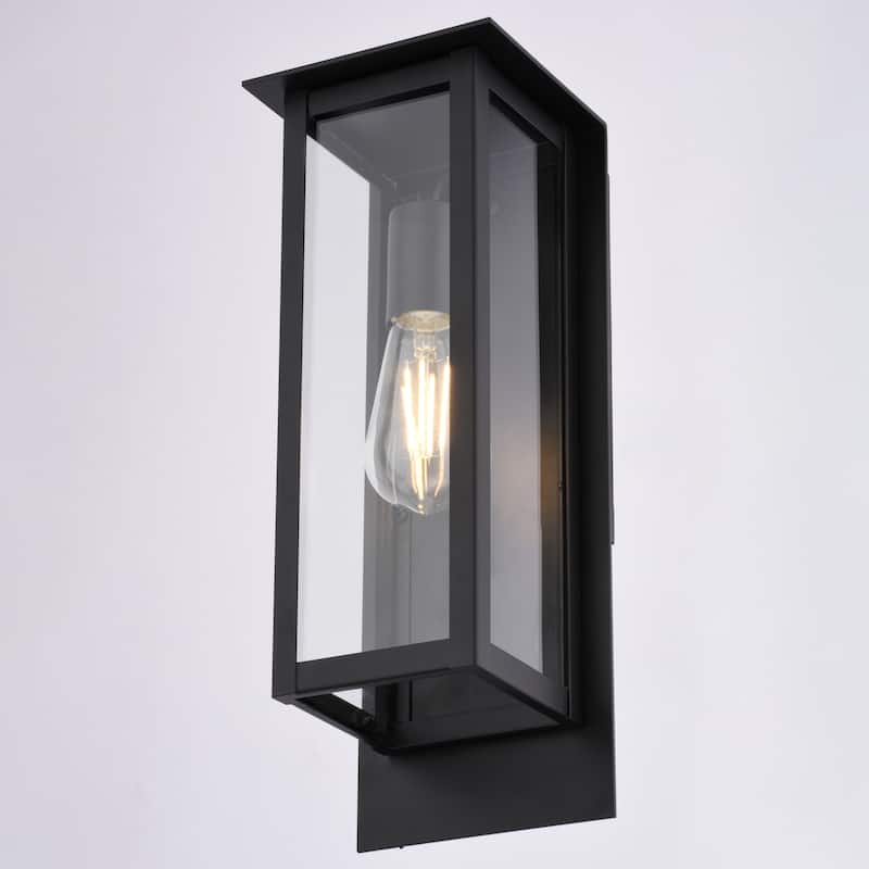 VAXCEL Burr Ridge Matte Black Contemporary Outdoor Wall Sconce Light Fixture, Durable Steel, Clear Glass Shade