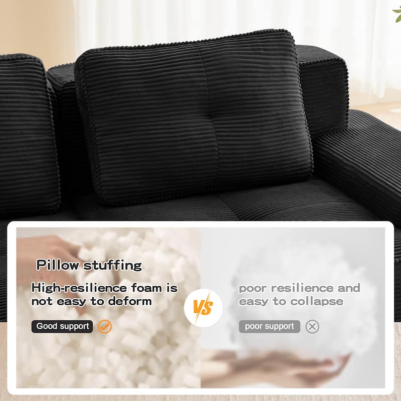 Modern U-Shaped Corduroy Sectional Sofa Couch with Removable Ottoman