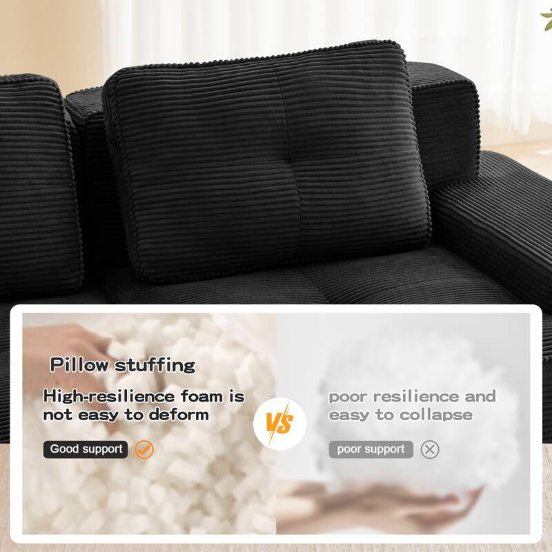 Modular L-Shaped Sectional Sofa with Ottoman for Living Room