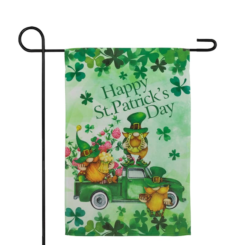 Joyful Leprechauns "Happy St. Patrick 's Day" Garden Flag 18" x 12.5"