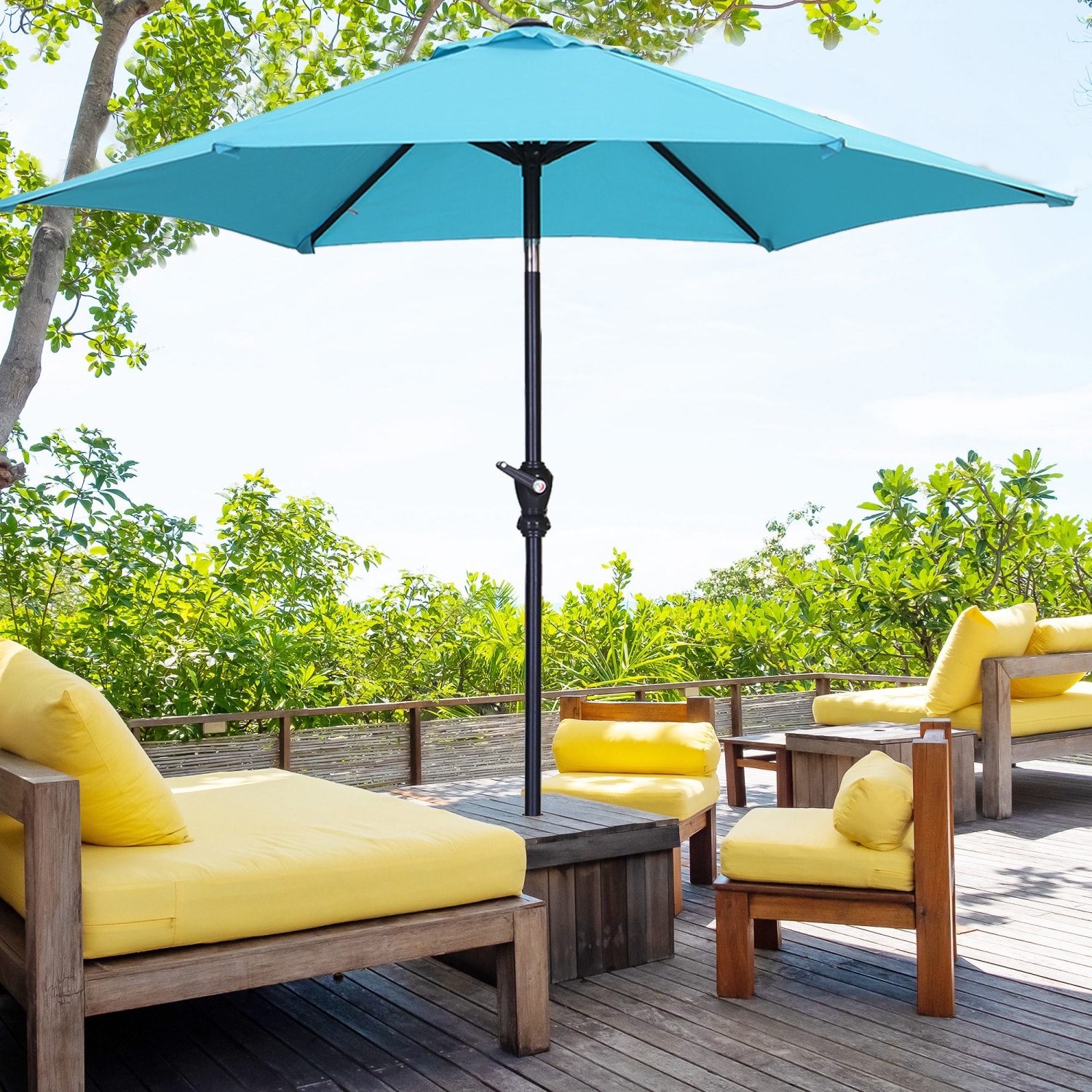7.5 ft patio umbrella with crank and tilt mult colored Blissun Umbrella, Yard Umbrella, Outdoor Market Push Button (Tan) : Patio, Lawn & Garden Outdoor patio umbrella is made of UPF50+ polyester fabric Autlaycil 7.5FT Patio Umbrella with