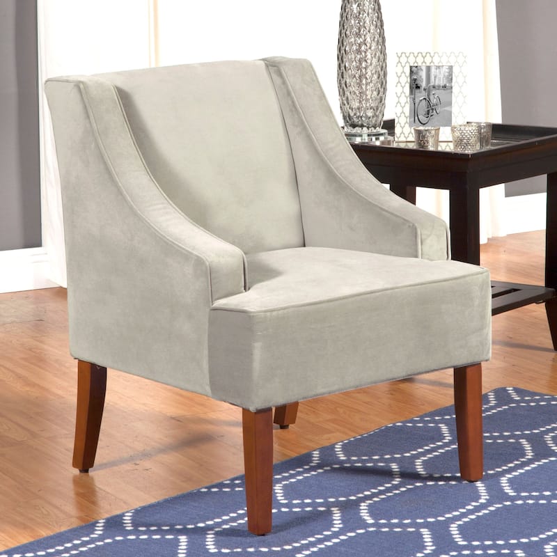Porch & Den Lyric Dove Grey Velvet Swoop Arm Accent Chair