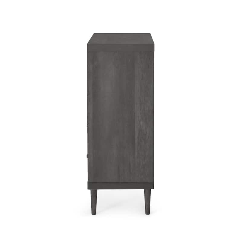 4-Drawer Vertical Chest with Metal Handle, Metal Frame and Wood Top for Bedroom