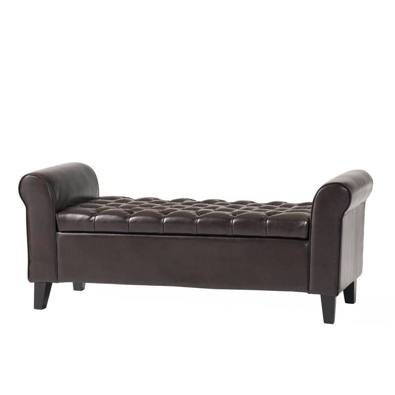 Christopher Knight Home Keiko Storage Ottoman Bench with Rolled Arms - Contemporary Design