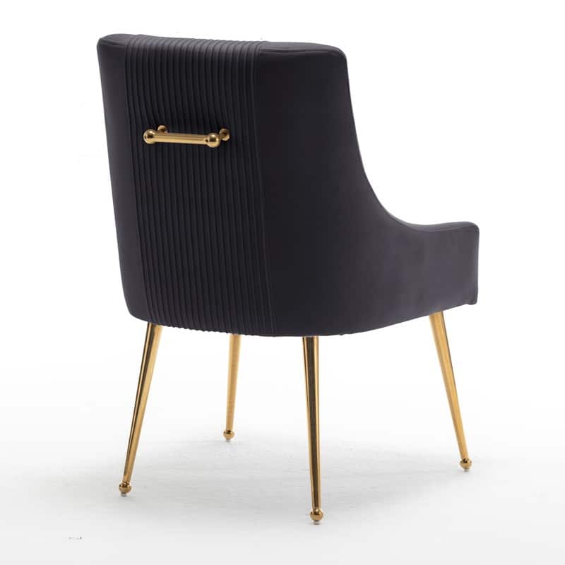 SEYNAR Modern Glam Boucle Pleated Velvet Dining Chair or Vanity Chair Set of 6 with Rear Handle