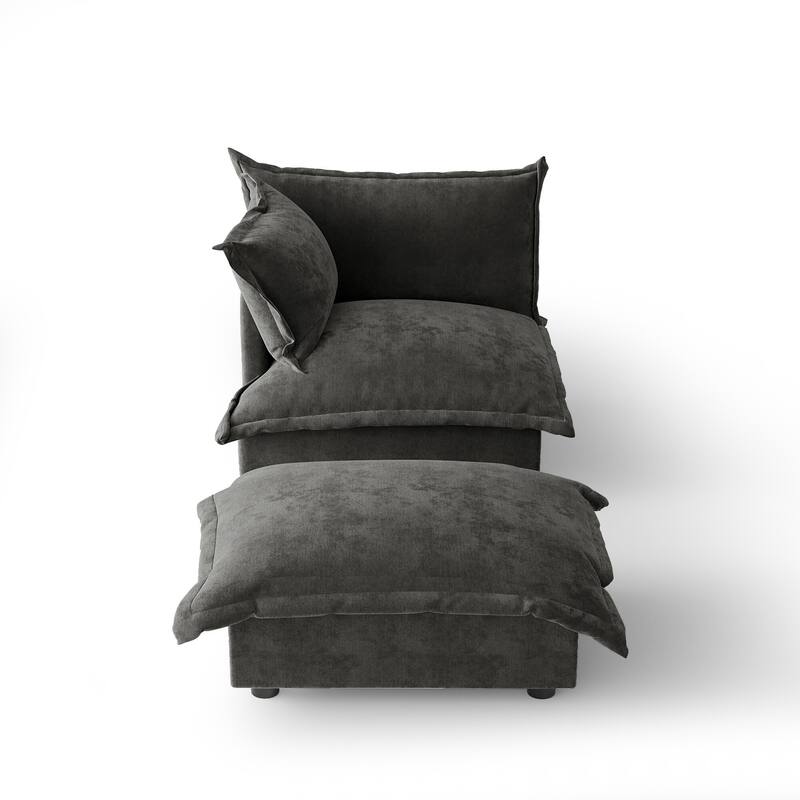 Casual 40"W Oversized Soft Comfy Cloud Chenille Chaise Lounge with Ottoman