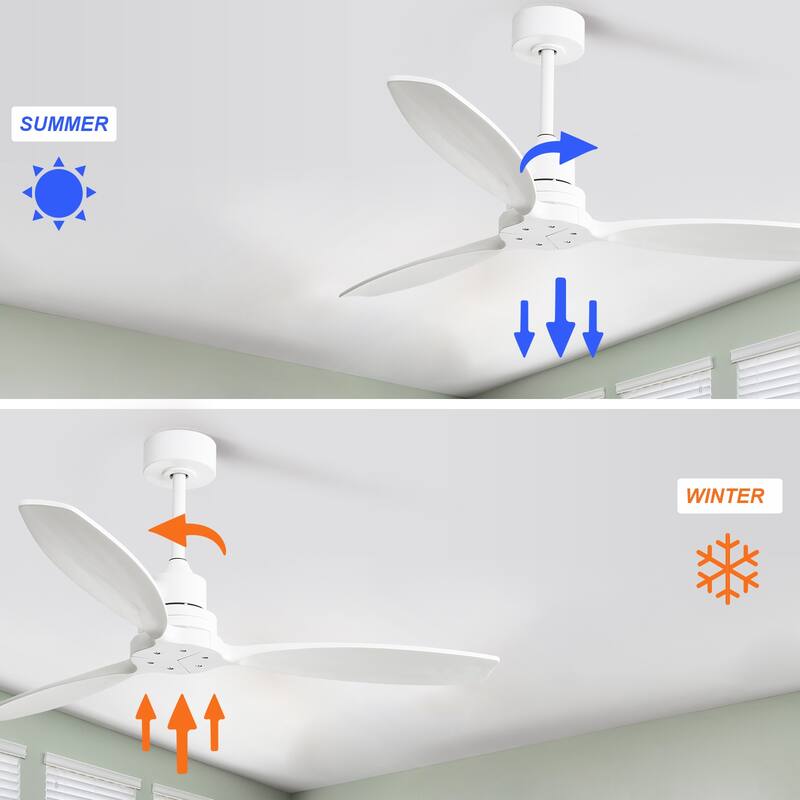 52 inch Modern Solid Wood / ABS Ceiling Fan With Remote Control(No Light),6 WInd Speed,Reversible Airflow
