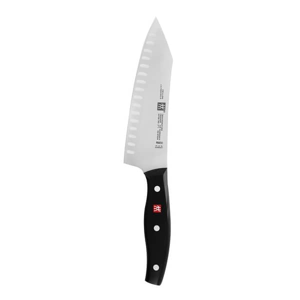 slide 2 of 3, ZWILLING TWIN Signature 7-inch Hollow Edge Rocking Santoku Knife - Stainless Steel Stainless Steel - 7-inch
