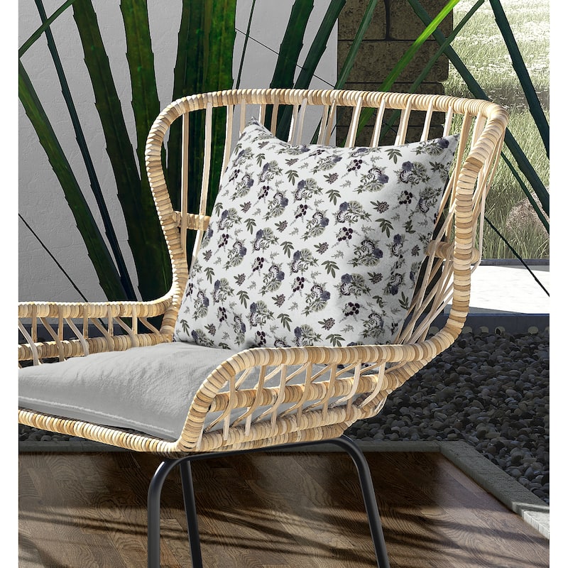 Rose Dreams Indoor/Outdoor Reversible Throw Pillow White and Green