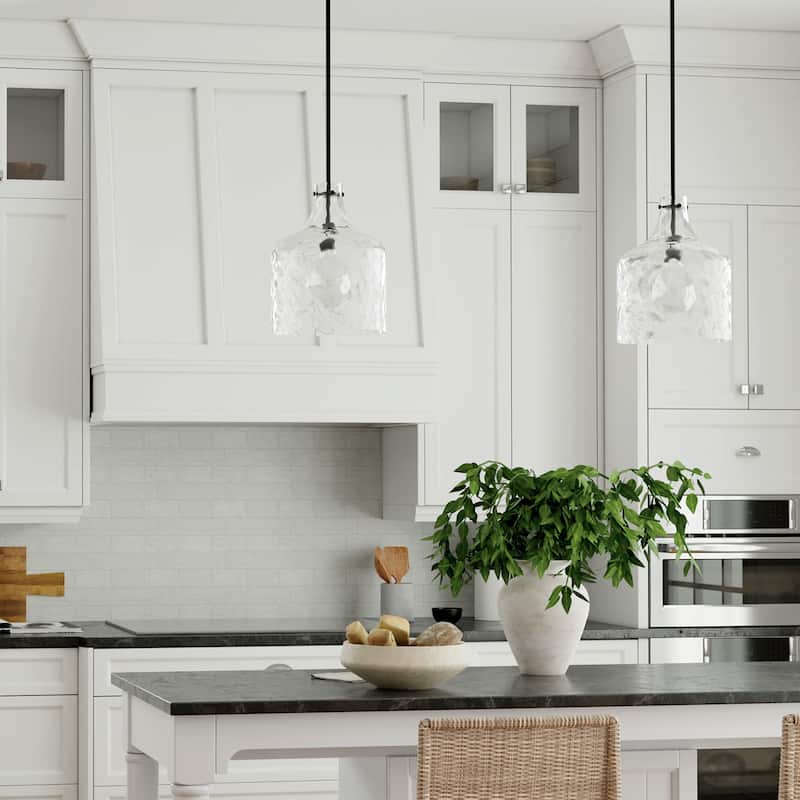 1-Light Clear Water Glass Shade Pendant