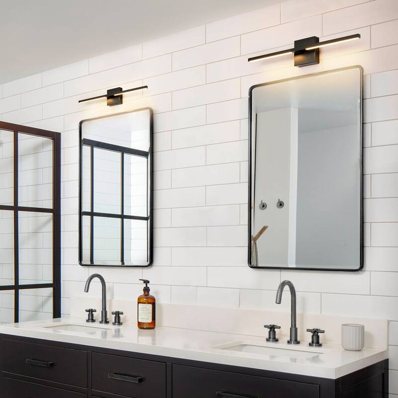 1-Light 23.8 in. Black Modern Simple Linear Dimmable Integrated LED Bathroom Vanity Light - 23.8 in. W x 4.52 in. H x 3.34 in. D