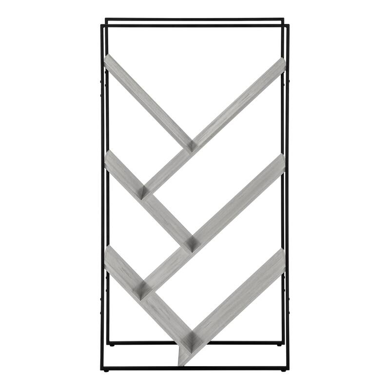 Modern Contemporary 3 Tier Bookshelf, 60"h Bookcase Black Metal Frame Etagere, for Living room Office Bedroom