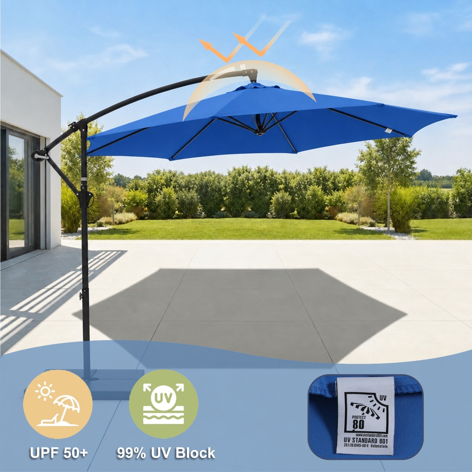 7 foot patio umbrella replacement canopy MASTERCANOPY 7.5 ft for 6 Ribs-Khaki and Turquoise Stripe and no tools are required BELLRINO DECOR 7.5ft 8 Ribs