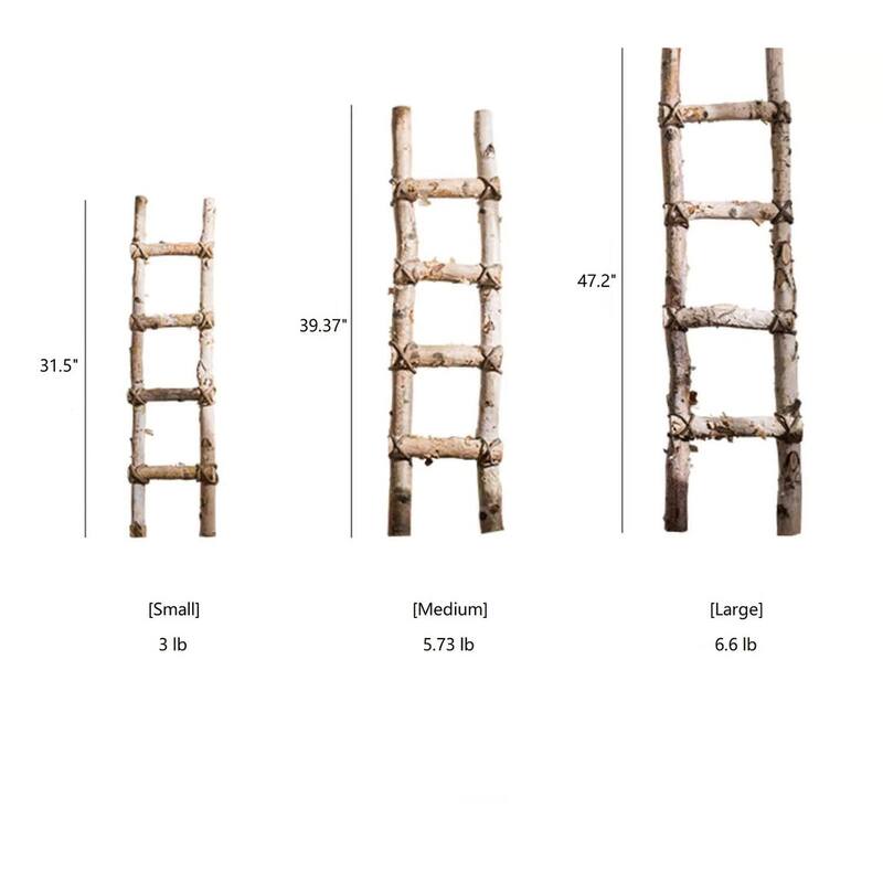RusticReach White Birch Wood Decorative Ladder - [B]-Medium