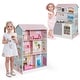preview thumbnail 7 of 5, 2-In-1 Double Sided Kids Kitchen Playset and Dollhouse with Furniture - 25" x 19" x 38.5" (L x W x H)