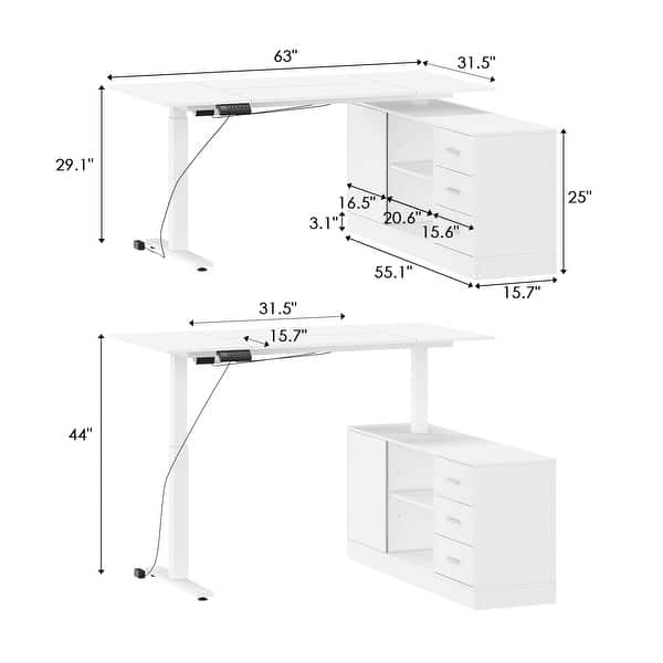 dimension image slide 1 of 5, Height-Adjustable Workspace: Versatile Desk for Home Office and More Height Adjustable Electric Desk
