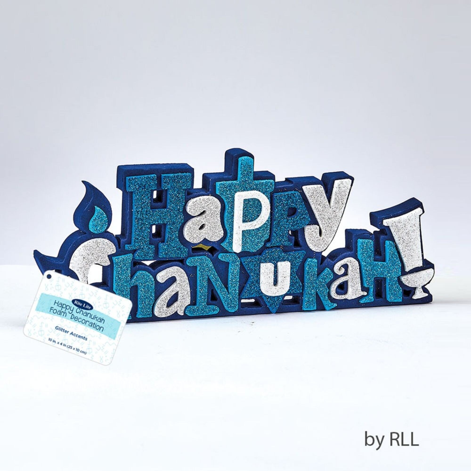 Shop 9 25 Blue And Silver Glitter Happy Chanukah Tabletop