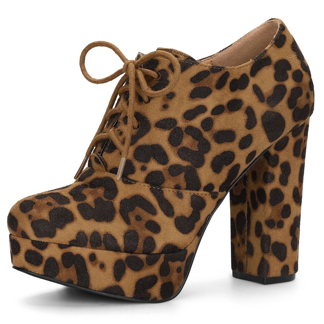 leopard print chunky heel booties