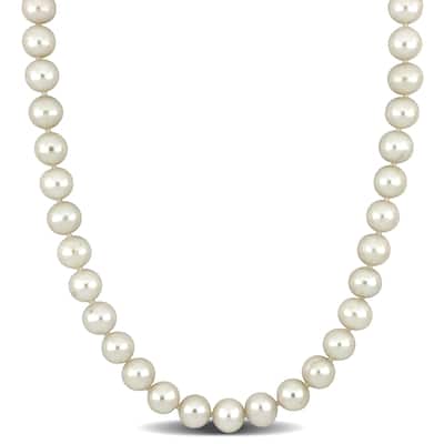 Miadora 8-8.5mm Cultured Freshwater Pearl Strand Necklace Sterling Silver Clasp - 18 in