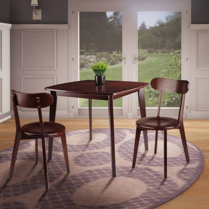 Pauline 3-Pc Set Table with Chairs, Walnut Finish