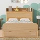 preview thumbnail 3 of 9, Full Size Platform Bed with Headboard and 1 Drawers Underneath, Wooden Storage Bedframe No Box Spring Needed, Natural