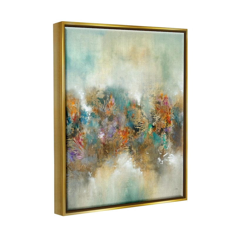 Stupell Vivid Abstract Botanical Painting Bold Glam Detail Floater Frame, Design by K. Nari