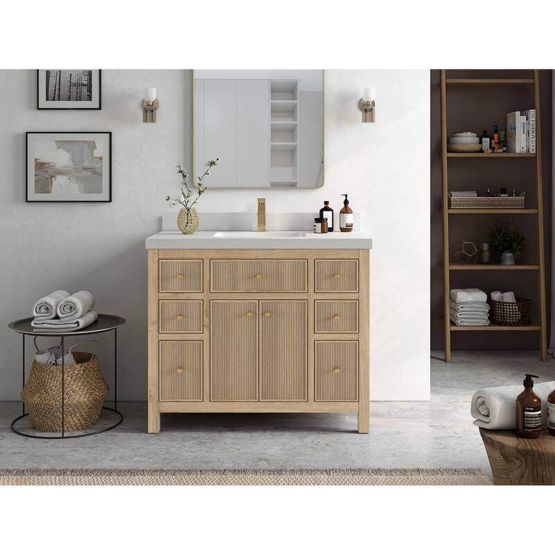 Willow Collections 42 in. W x 22 in. D Sonoma Teak Single Sink Bathroom Vanity with Countertop