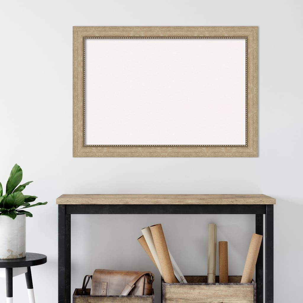 Astor Champagne Framed White Corkboard Bulletin Board, Organization Board, Pin Board