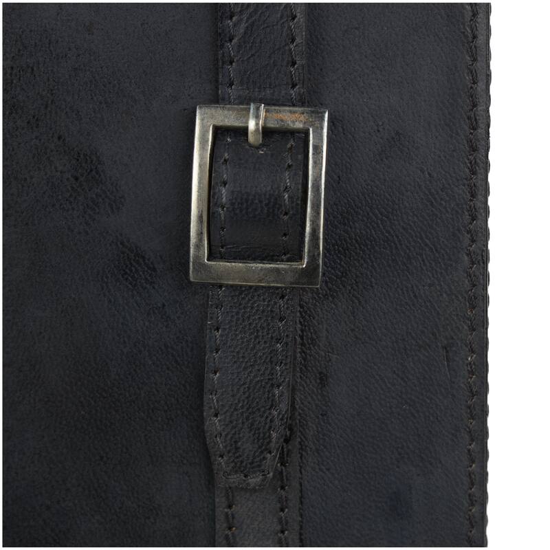 Leather Handmade Bottle Wine Holder with Carrying Handle - Dark Blue, Brown, Red - Roche River Decor