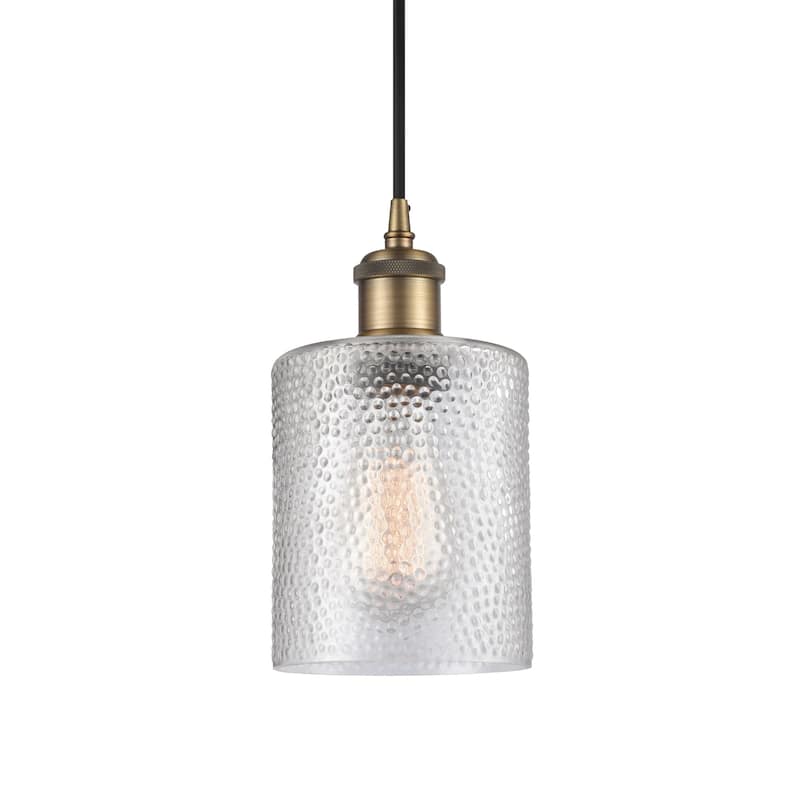 Innovations Lighting 516-1P-8-5 Cobbleskill Pendant Cobbleskill 5" - Clear / Brushed Brass