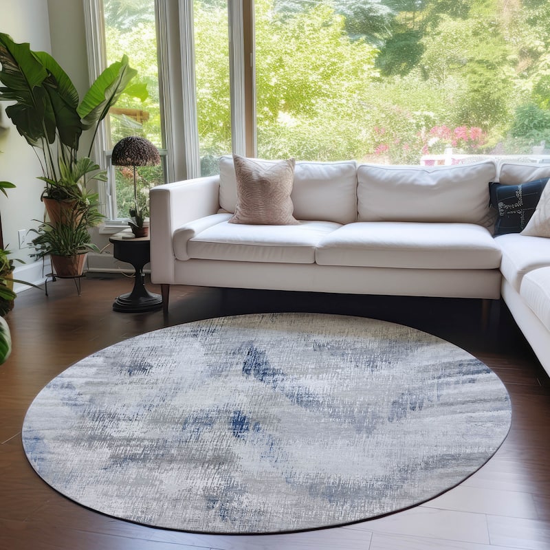 Machine Washable Indoor/ Outdoor Chantille Abstract Chevron Rug