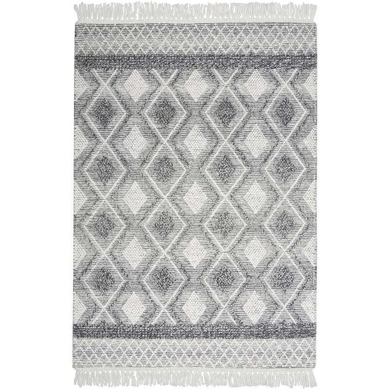 Niyo Geometric Modern Woven with Fringe Area Rug By HomeRoots - 90' X '63' X '0.5