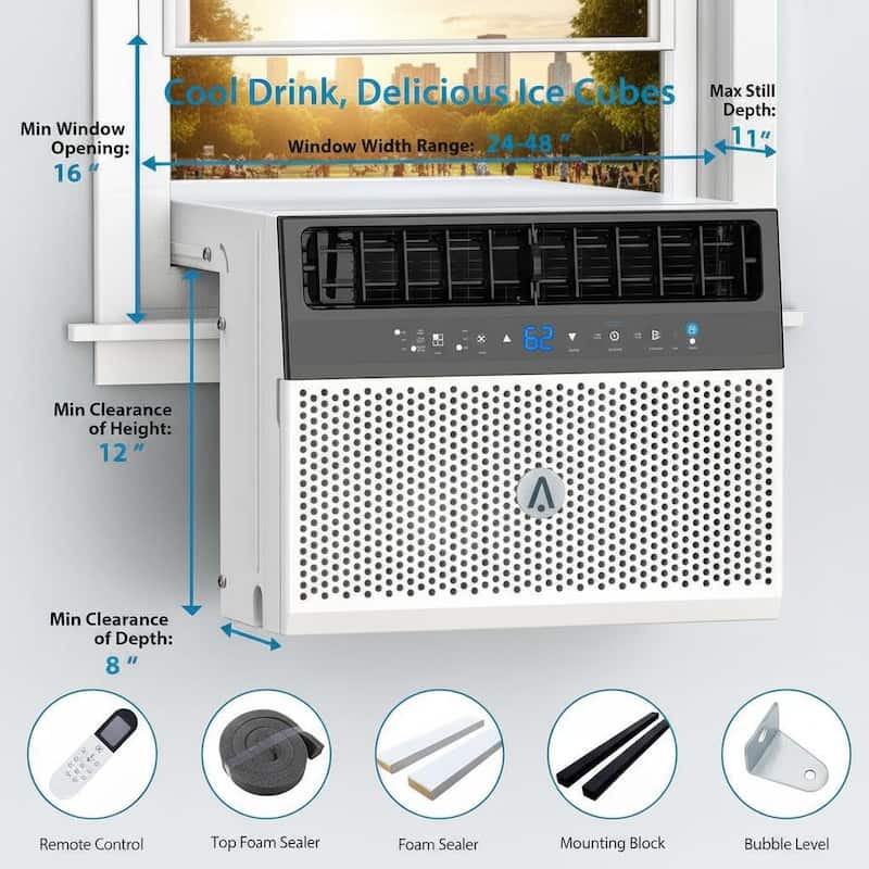 6000 BTU Window Air Conditioner, Fast Cooling to 250 Sq Ft, App Control